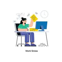 travail stress plat style conception vecteur illustration. Stock illustration