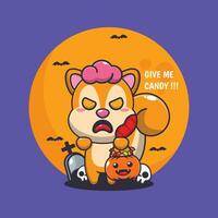 zombi écureuil vouloir bonbons. mignonne Halloween dessin animé illustration. vecteur