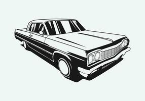 silhouette de lowrider auto. ancien auto. graphique vecteur illustration.