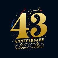 43 anniversaire luxueux d'or Couleur 43 ans anniversaire fête logo conception modèle vecteur