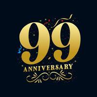 99 anniversaire luxueux d'or Couleur 99 ans anniversaire fête logo conception modèle vecteur