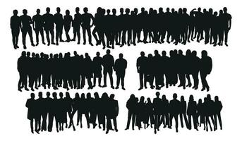 image de foule silhouette, groupe de personnes. ouvriers, public, bondé, entreprise, fonctionnement, travail en équipe vecteur