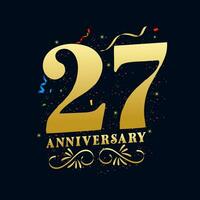 27 anniversaire luxueux d'or Couleur 27 ans anniversaire fête logo conception modèle vecteur