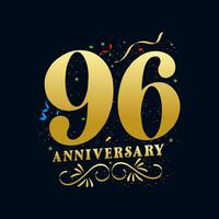 96 anniversaire luxueux d'or Couleur 96 ans anniversaire fête logo conception modèle vecteur