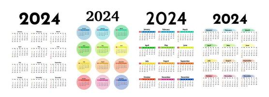 calendrier pour 2024 isolé sur une blanc Contexte vecteur