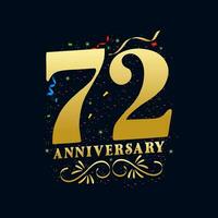 72 anniversaire luxueux d'or Couleur 72 ans anniversaire fête logo conception modèle vecteur