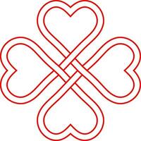 symbole l'amour bien chance, entrelacement nœud cœurs, quatre feuille trèfle vecteur