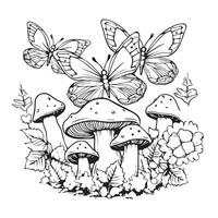 champignon coloration page vecteur