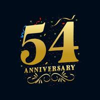 54 anniversaire luxueux d'or Couleur 54 ans anniversaire fête logo conception modèle vecteur