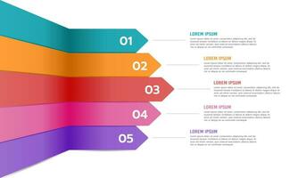 infographie 5 flèches processus à Succès modèle. affaires présentation. vecteur illustration.