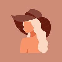 silhouette de femme blonde au chapeau vecteur