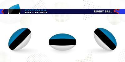 le rugby Balle ensemble avec le drapeau de Estonie dans divers angles sur abstrait Contexte. vecteur