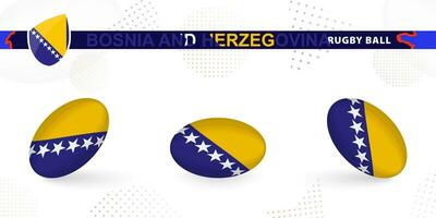le rugby Balle ensemble avec le drapeau de Bosnie et herzégovine dans divers angles sur abstrait Contexte. vecteur