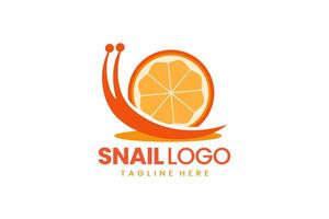 plat moderne logo escargot Orange fruit logo modèle vecteur