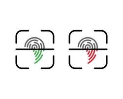 icônes d'identification. icônes de processus de numérisation d'empreintes digitales. symboles de détection d'empreintes digitales. illustration vectorielle sur fond blanc. vecteur