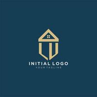 initiale lettre lu avec Facile maison toit Créatif logo conception pour réel biens entreprise vecteur
