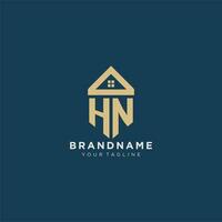 initiale lettre hn avec Facile maison toit Créatif logo conception pour réel biens entreprise vecteur