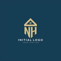 initiale lettre nh avec Facile maison toit Créatif logo conception pour réel biens entreprise vecteur