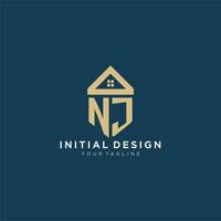 initiale lettre New Jersey avec Facile maison toit Créatif logo conception pour réel biens entreprise vecteur