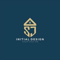 initiale lettre sj avec Facile maison toit Créatif logo conception pour réel biens entreprise vecteur