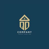 initiale lettre qd avec Facile maison toit Créatif logo conception pour réel biens entreprise vecteur