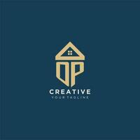 initiale lettre op avec Facile maison toit Créatif logo conception pour réel biens entreprise vecteur