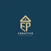 initiale lettre ep avec Facile maison toit Créatif logo conception pour réel biens entreprise vecteur