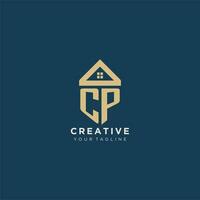 initiale lettre cp avec Facile maison toit Créatif logo conception pour réel biens entreprise vecteur
