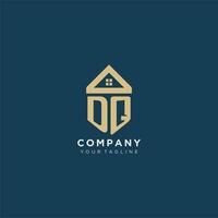 initiale lettre dq avec Facile maison toit Créatif logo conception pour réel biens entreprise vecteur