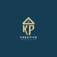 initiale lettre kp avec Facile maison toit Créatif logo conception pour réel biens entreprise vecteur