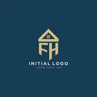 initiale lettre fh avec Facile maison toit Créatif logo conception pour réel biens entreprise vecteur