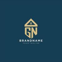 initiale lettre gn avec Facile maison toit Créatif logo conception pour réel biens entreprise vecteur