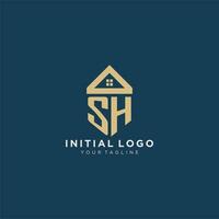 initiale lettre sh avec Facile maison toit Créatif logo conception pour réel biens entreprise vecteur