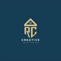 initiale lettre rc avec Facile maison toit Créatif logo conception pour réel biens entreprise vecteur