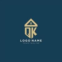 initiale lettre qk avec Facile maison toit Créatif logo conception pour réel biens entreprise vecteur