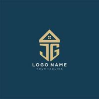 initiale lettre jg avec Facile maison toit Créatif logo conception pour réel biens entreprise vecteur
