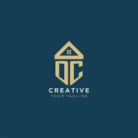 initiale lettre oc avec Facile maison toit Créatif logo conception pour réel biens entreprise vecteur