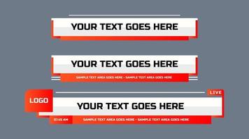 modèle de conception tiers inférieur moderne. ensemble de bannières et de barres de télévision pour les chaînes d'information et de sport, le streaming et la diffusion. illustration de superposition vidéo de bande vectorielle. vecteur