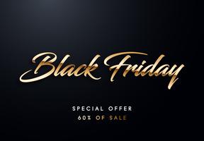 Black Friday lettres d&#39;or vector illustration