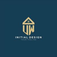 initiale lettre uw avec Facile maison toit Créatif logo conception pour réel biens entreprise vecteur