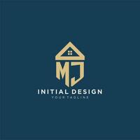 initiale lettre mj avec Facile maison toit Créatif logo conception pour réel biens entreprise vecteur