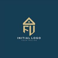 initiale lettre fu avec Facile maison toit Créatif logo conception pour réel biens entreprise vecteur