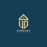 initiale lettre uq avec Facile maison toit Créatif logo conception pour réel biens entreprise vecteur