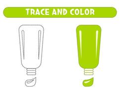 trace et Couleur tube de vert peindre. éducatif jeu. feuille de travail pour des gamins vecteur