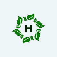 feuille et lettre h logo conception vecteur