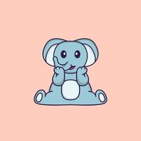 l'éléphant mignon est assis. concept de dessin animé animal isolé. peut être utilisé pour un t-shirt, une carte de voeux, une carte d'invitation ou une mascotte. style cartoon plat vecteur