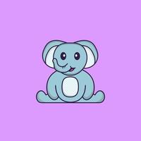 l'éléphant mignon est assis. concept de dessin animé animal isolé. peut être utilisé pour un t-shirt, une carte de voeux, une carte d'invitation ou une mascotte. style cartoon plat vecteur