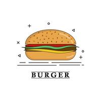 Burger vecteur illustration. logo ou autocollant pour votre conception, menu, site Internet.