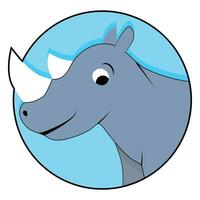 rhinocéros icône plat. autocollant rhinocéros isolé, avatar interface utilisateur, vecteur illustration
