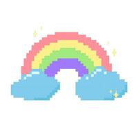 arc en ciel pixel art avec scintillait vecteur